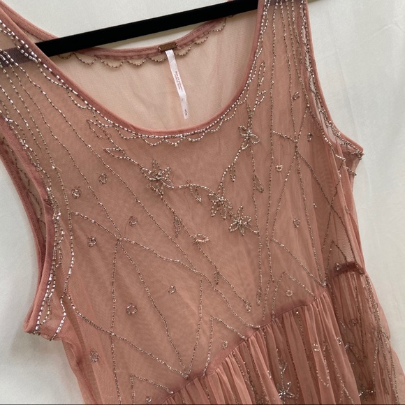 Free People Pink Beaded Embellished Slip Dress - Picture 5 of 10